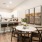 Large well lit dining area with wood floors