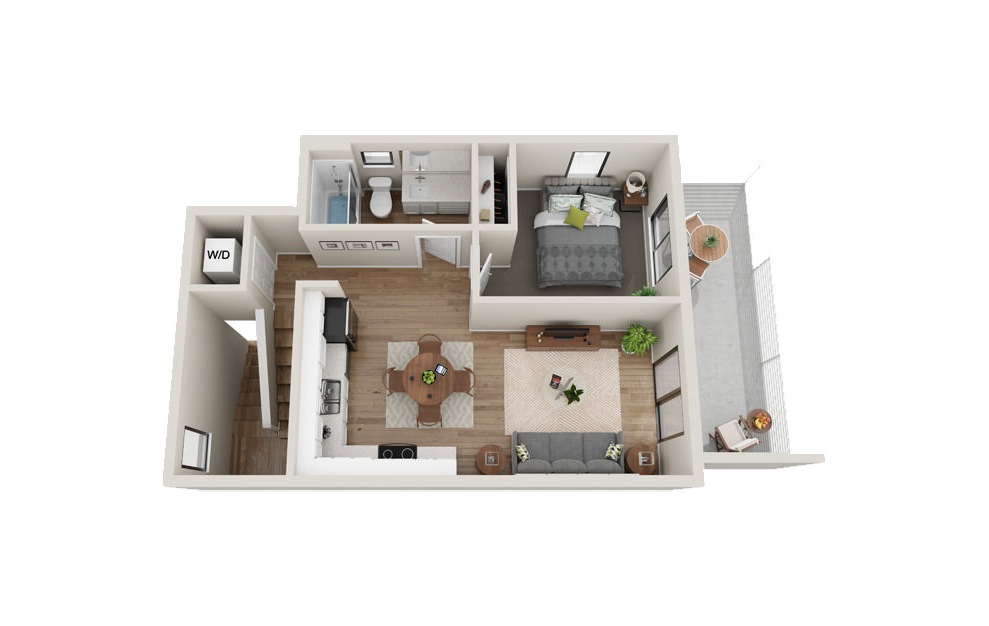 Elliott - 1 bedroom floorplan layout with 1 bath and 851 square feet. (Floor 2)