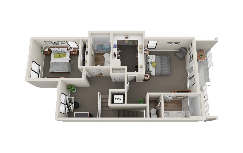Valle - 2 bedroom floorplan layout with 2.5 baths and 1349 square feet. (Floor 2)
