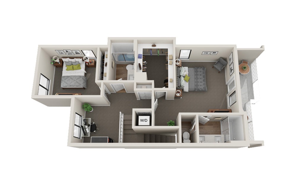 Valle - 2 bedroom floorplan layout with 2.5 bathrooms and 1349 square feet (Floor 2)