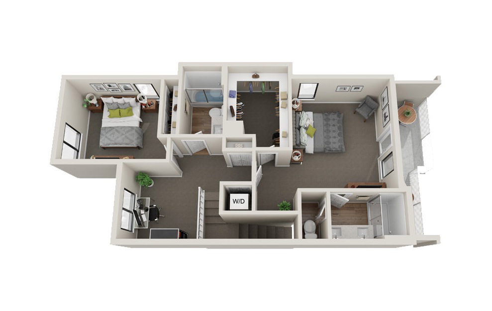 Cordova - 2 bedroom floorplan layout with 2.5 baths and 1315 square feet. (Floor 2)