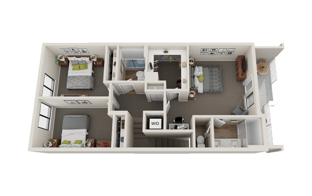 Sierra - 3 bedroom floorplan layout with 2.5 bathrooms and 1393 square feet (Floor 2)