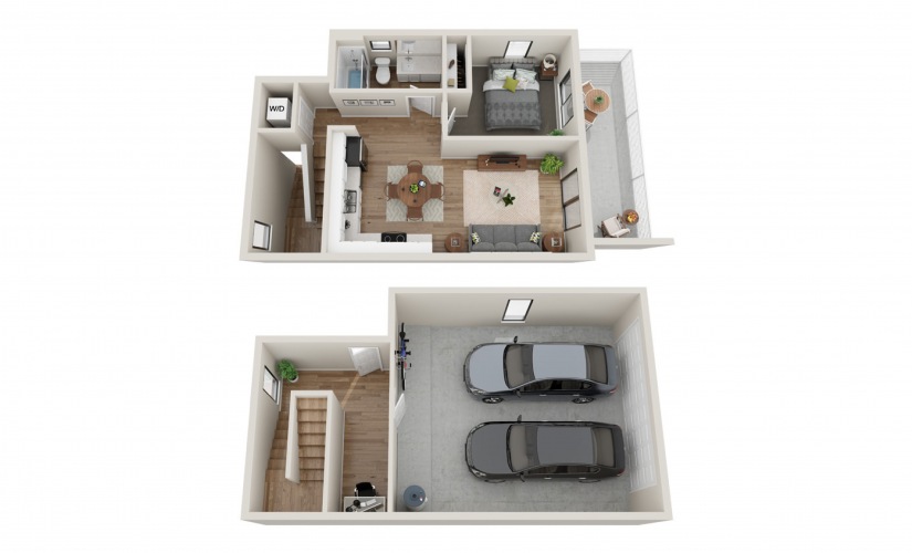 Elliott - 1 bedroom floorplan layout with 1 bathroom and 851 square feet