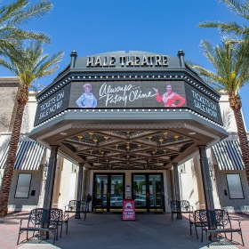 The Carson retail and restaurant space with palm trees